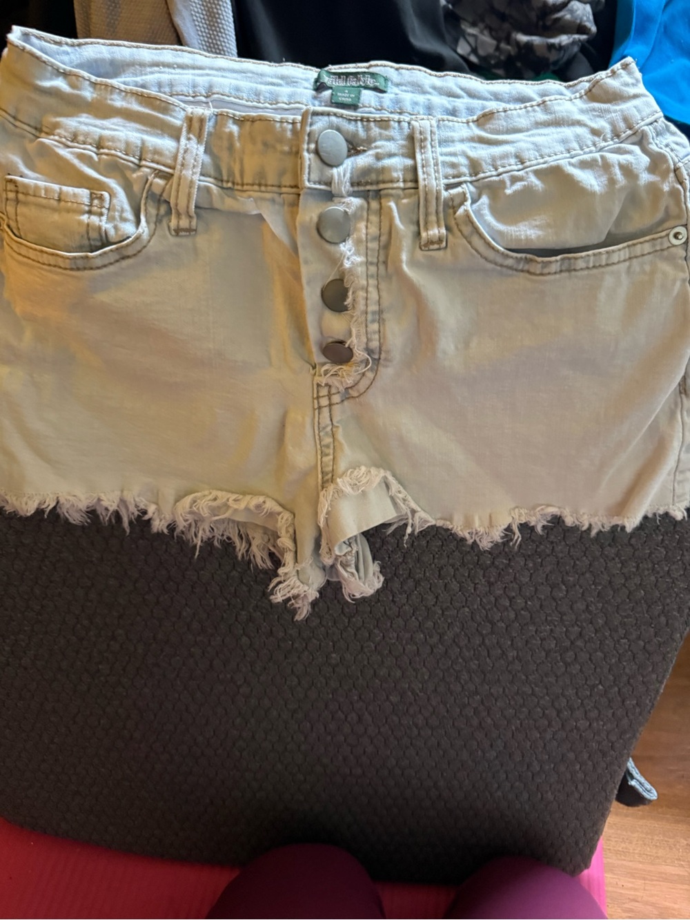 wild fable High-Rise Button Fly Frayed Jean Shorts